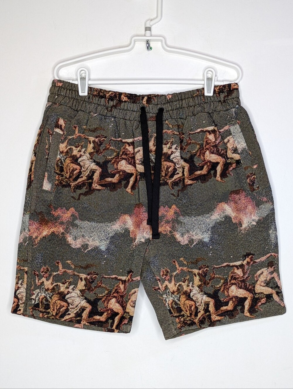 NWT Reason Green Brown Woven Tapestry Renaissance Design Novelty Men's Shorts M